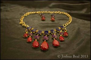 Necklace with purple and red