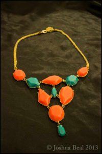 Necklace with salmon and teal